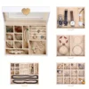 Jewelry Box 5-Layer Organizer Box with Glass Lid Brass Gold White Heart Shaped Storage Box Necklace Earrings Ring Bracelets Gift 3