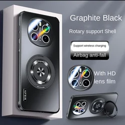 Magnetic Wireless Charging Shockproof Case with Ring Holder for honor X9C smart (Black)