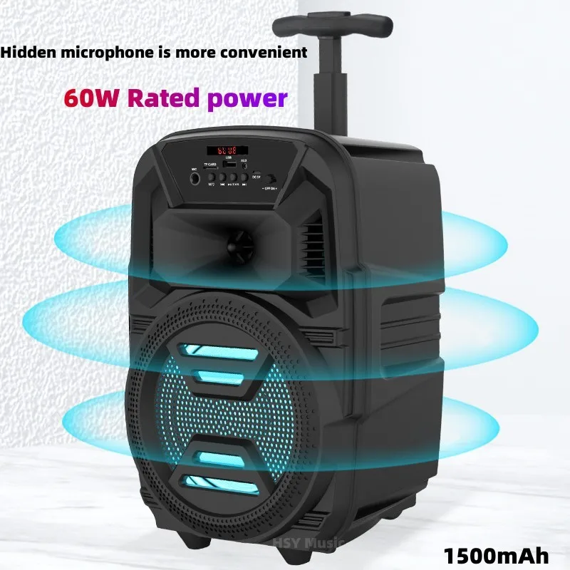 

6.5 Inch Bluetooth Speaker Portable Lever Speaker 60W High-power Household KTV Square Dance Subwoofer Sound System Wireless Colu