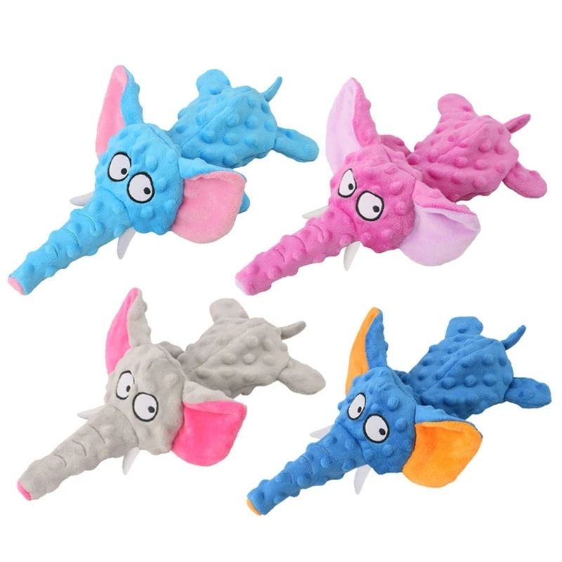 

Dogs Elephant Squeaky Toy for Pains Gums Clean Teething Unstuffed Toy