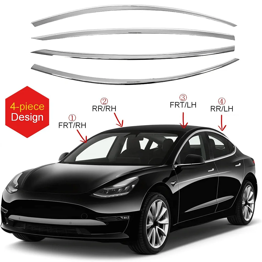 For Tesla Model 3 Model Y Window Visors Vent Air Deflector Ventshade Ventvisor Side Window Deflector Rain Sun Guard -