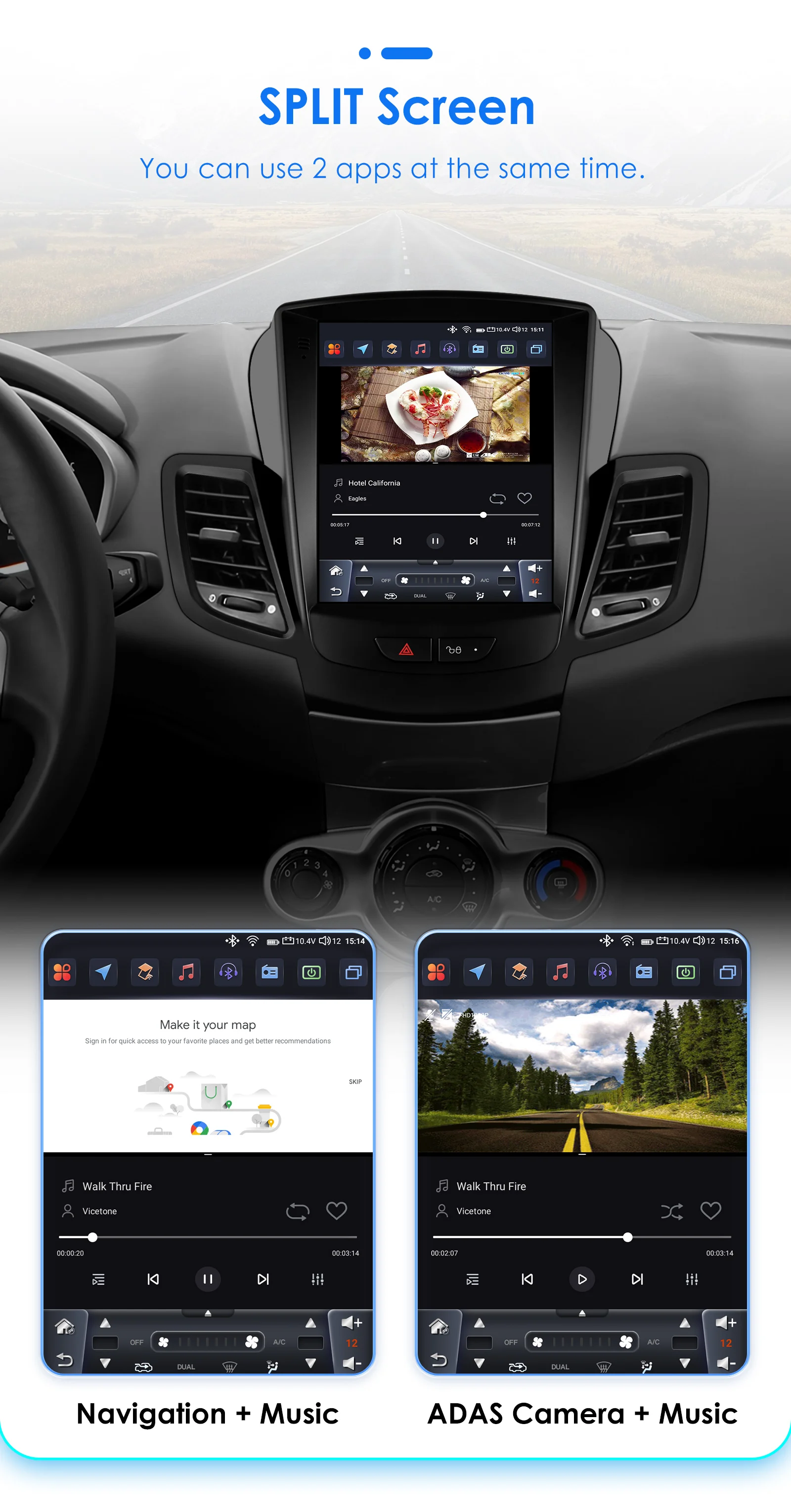 Hizpo 9,7 Zoll CarPlay Android Auto Autoradio für Ford Fiesta 2009–2016 Tesla Style Bildschirm 4G BT GPS RDS DSP SWC UIS7862 360CAM – Detail 31