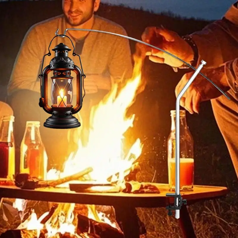Camping Tabletop Light Stand Aluminum Alloy Curved Light Stand Portable Picnic Pole Lighting Rack Bracket camp Accessory