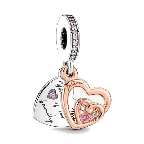 925 Sterling Silver Mother's Day Gift Mom Heart Lock Dangle Diy Fine Beads Fit Pandora Charms Jewerly Bracelet Accessories