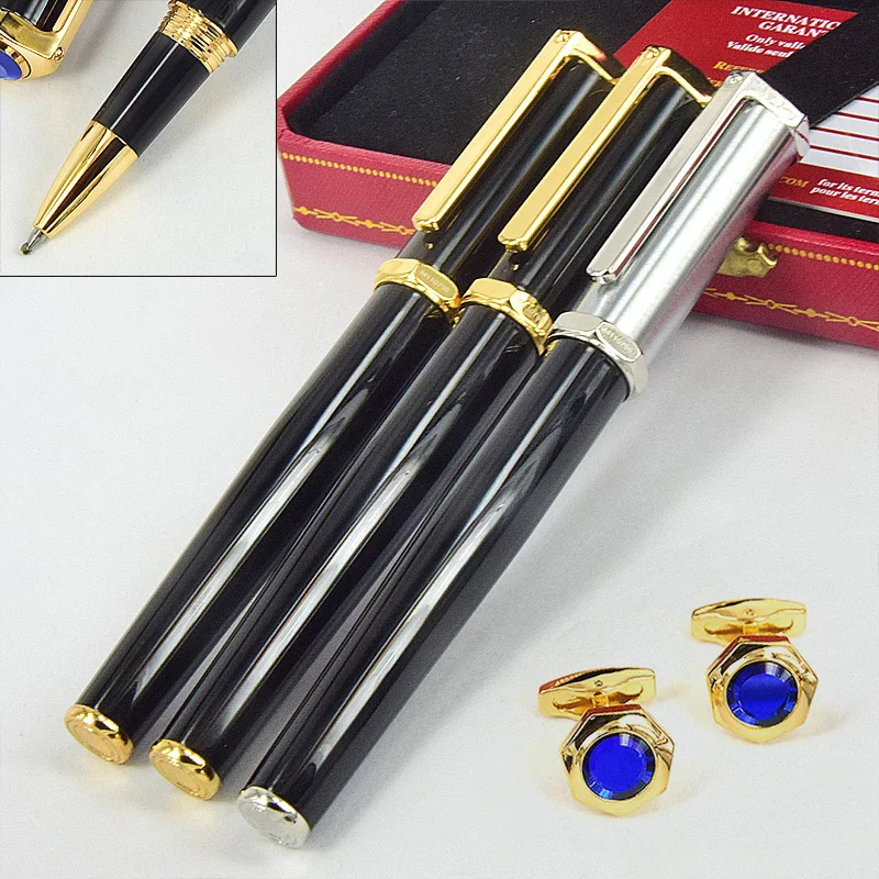 

MSS Santos-Dumont de CT Heptagon Mysterious Black Barrel Classic Pattern Luxury Roller Ball Pen With Serial Number Write Smooth