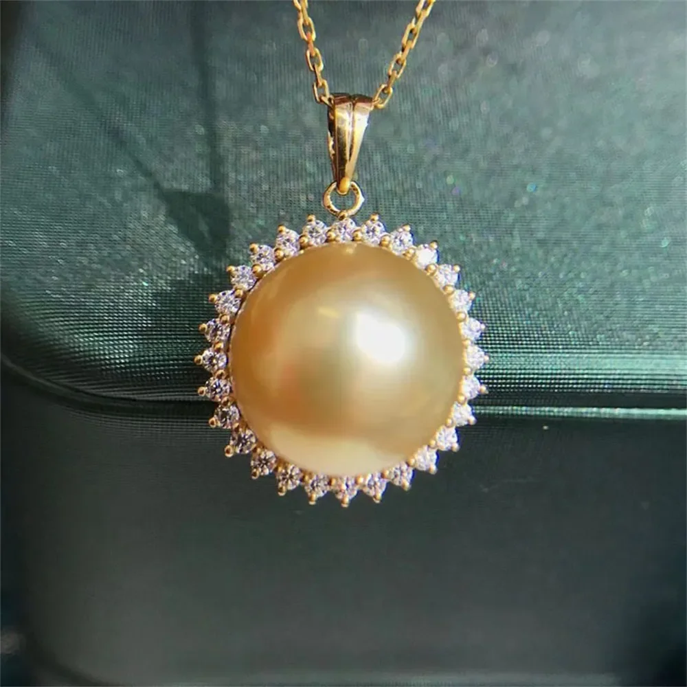 

DIY Pearl Accessories G18K Gold Pendant Empty Support Concealer Pearl Necklace Pendant Fit 12-13mm Round Beads G198