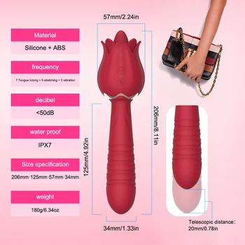 Rose Licking Vibrators for Women Telescopic Dildos Vibrador Feminino Clitoris Stimulator Powerful Vibrator Sex Toys for Adult 18 5