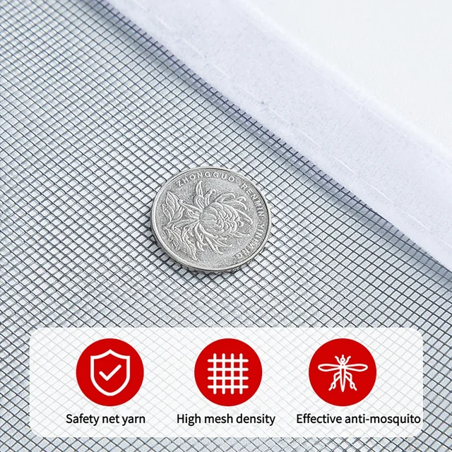 Écran de fenêtre anti-moustiques de taille personnalisable, moustiquaire auto-adhésive pour porte d'été anti-insectes pour fenêtres 6