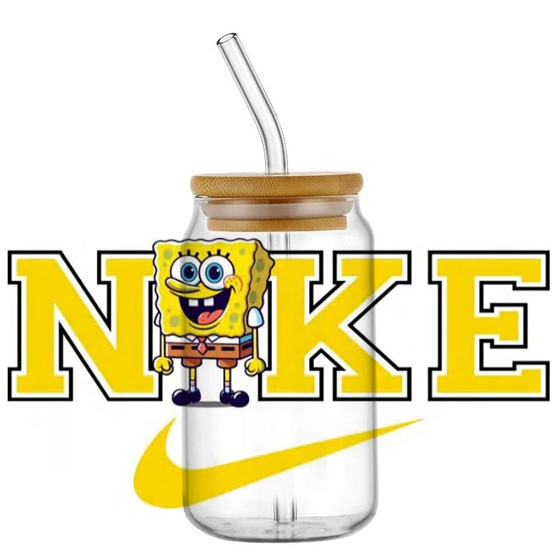Miniso Various cartoon characters Stickers Waterproof UV DTF Cup Mug Wraps Sticker DIY 3D Wrap Decal For 16oz Libbey Glass 3d stickers cup wraps 3d wall stickers