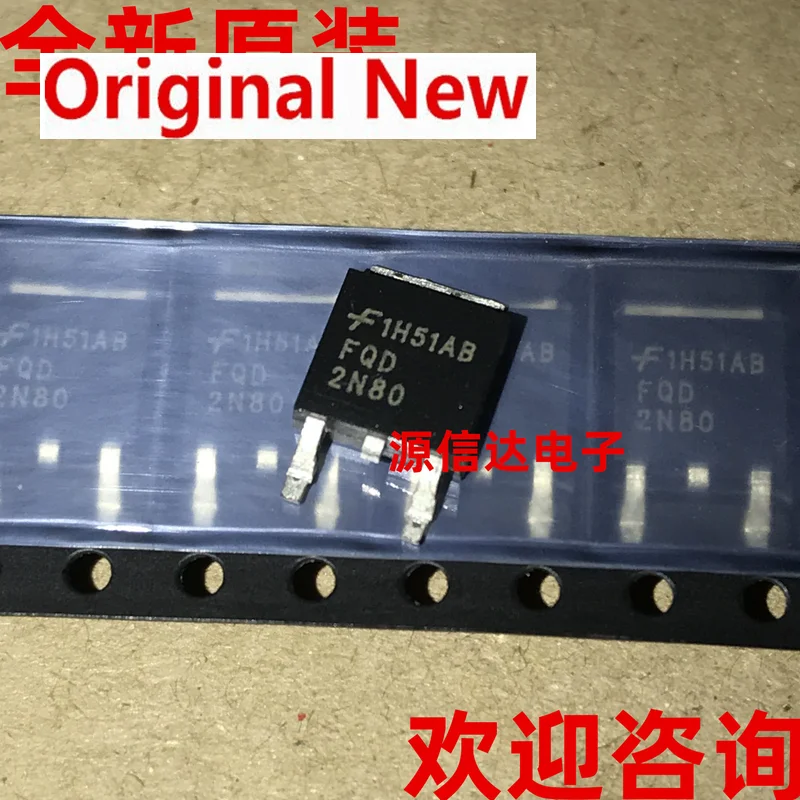 

5PCS New original FQD2N80TM FQD2N80 2A 800V TO-252 field effect tube real picture shooting IC chipset Original