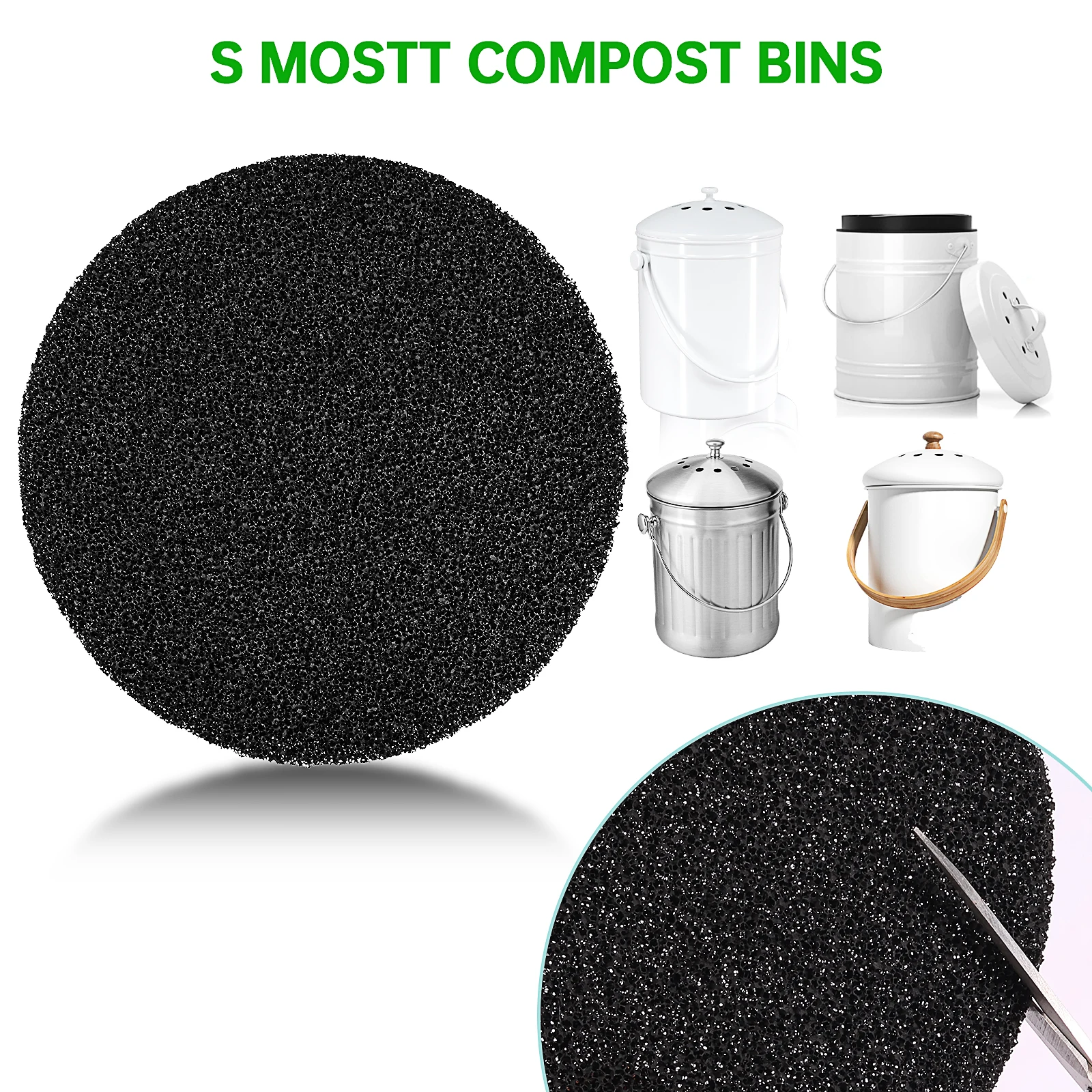 Bamboo Charcoal Air Purifier Activated Charcoal Odor Absorber Bamboo Charcoal Odor Absorber 12Pcs Compost Bin Filters sponge filter for Kitchen Compost Bin Activated Charcoal Round Reusable Replacement Filters