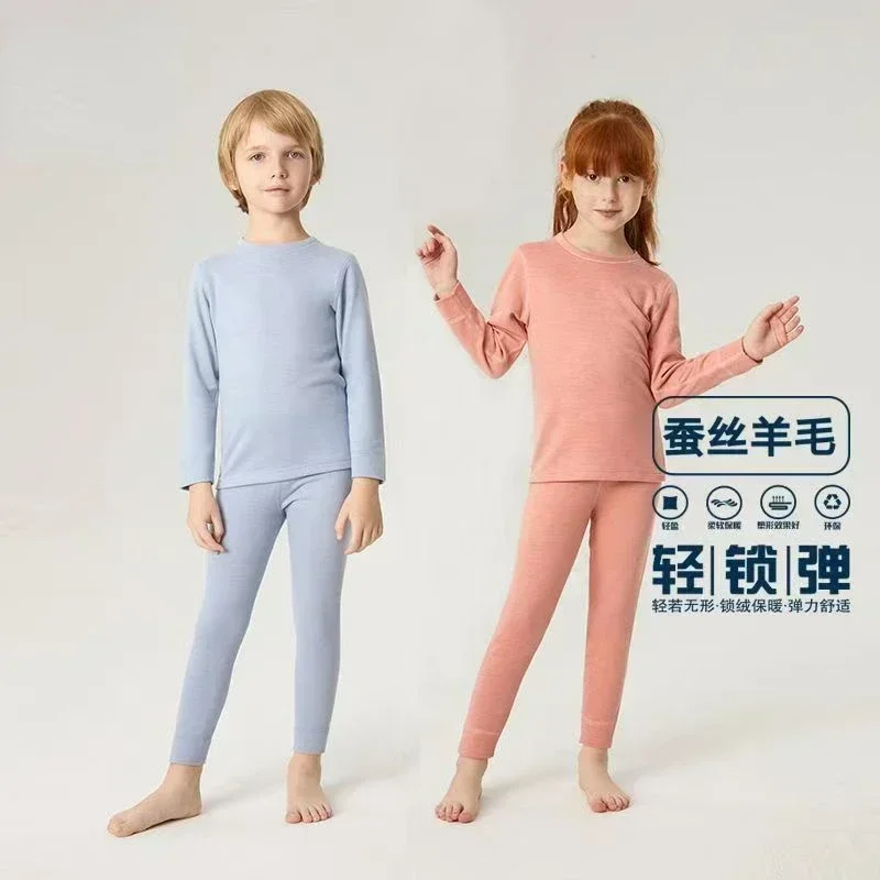 Kids Pajamas Set Baby Boys Girls Pajamas Winter Thermal Underwear Children's Clothing Sleepwear Wool Warm Pyjamas Sets For Kids 3 4 6 8 10 12 Yrs