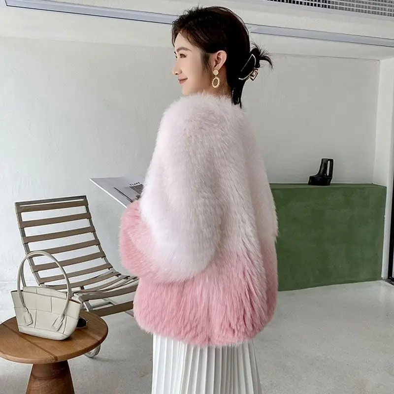 Korea Women'S Warm Elegant Faux Fox Fur Coat Korean Fashion Winter Fluffy Faux Fur Coat High Quality Fur Coats For Women