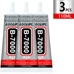 High - Strength Waterproof Transparent Repair Adhesive with Precision Applicator - Ideal for Screen, Glass, and Plastic DIY Projects (3Pcs - B7000 - 110Ml)