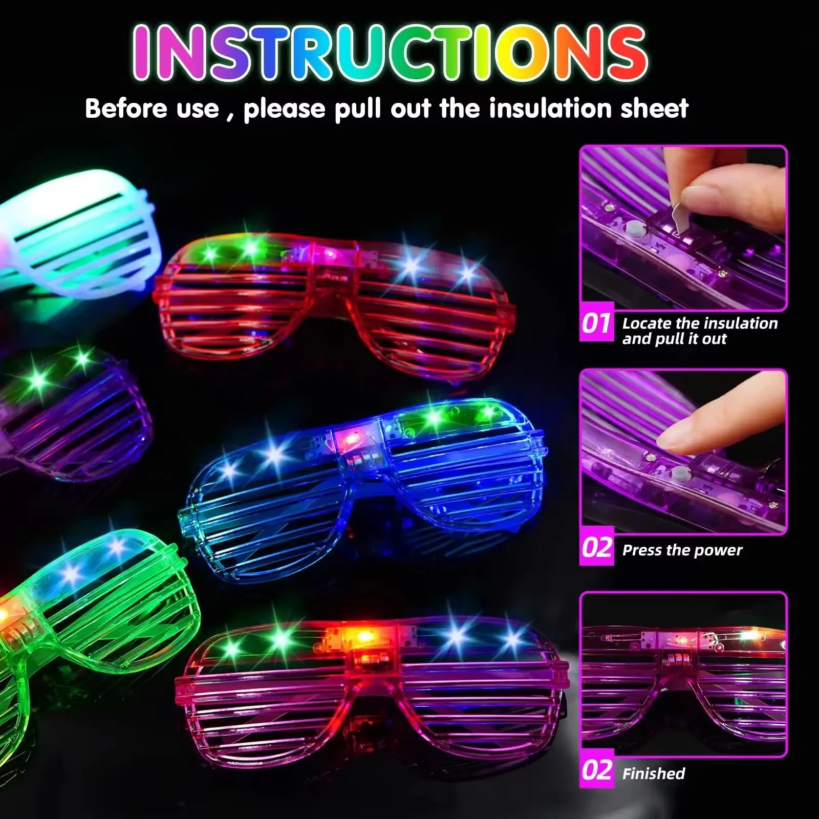 Glow in the Dark LED Eyeglasses Multiple Neon Colors Blinds Lampshade Glasses Christmas Mardi Gras Birthday Neon Mardi Gras Part,glow glasses,glow sunglasses