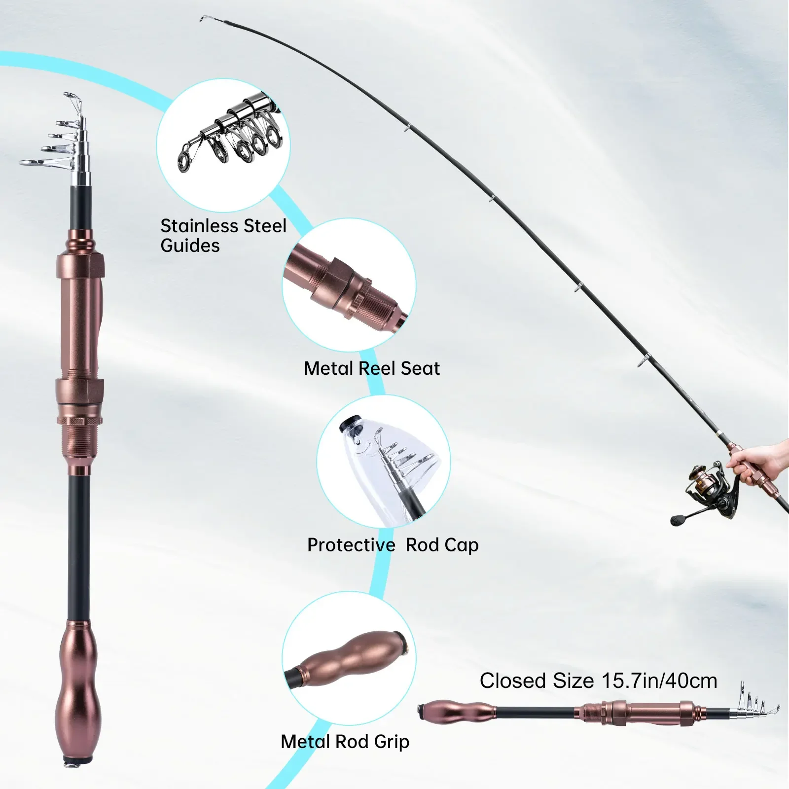Lixada Canne à Pêche Télescopique Et Moulinet Avec Ligne De Pêche, Kit De Leurres De Pêche Et Accessoires Et Sac De Transport Accessoires De Pêche, Idéal Pour Les Voyages, La Pêche En