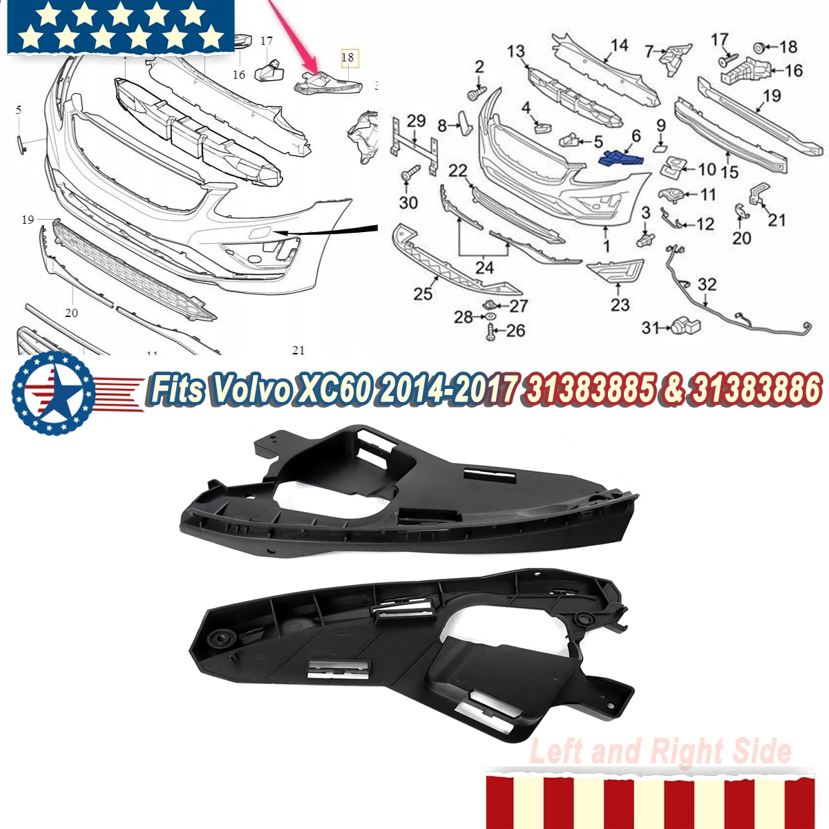 Magickit Fits for 2014 2015 2016 2017 VOLVO XC60 Left & Right Side ...