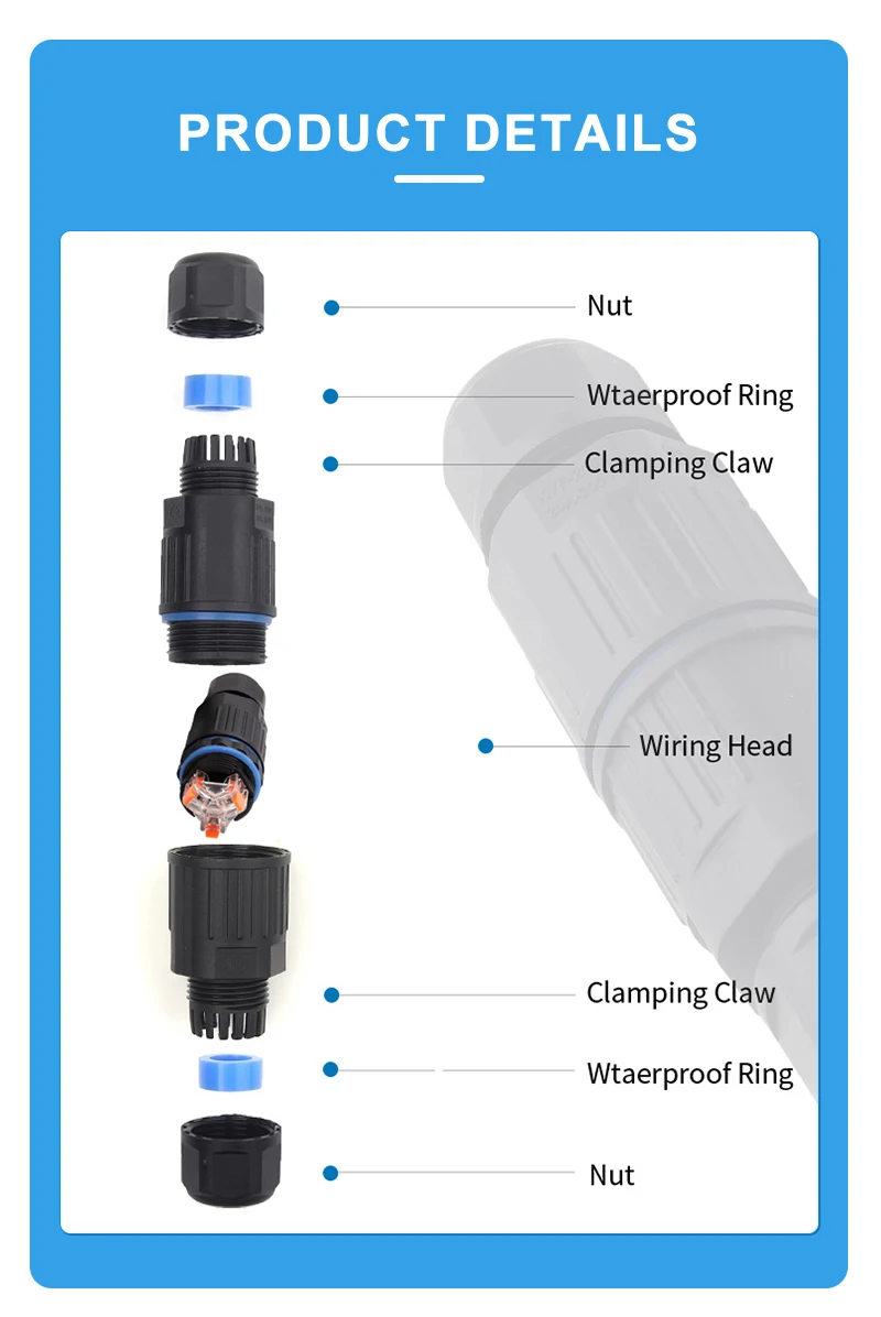 IP68 Waterproof Cable Connector Quick lever Terminal Adapter 2/3/4/5 Pin Electrical Wire Connector Outdoor garden LED lighting