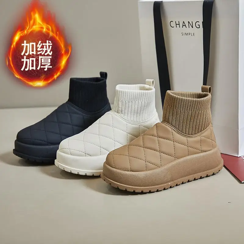 

Platform Dad Shoes Women's 2023 New Autumn and Winter Fleece-lined Warm Keeping Cotton-Padded Shoes Leisure Travel Sneakers