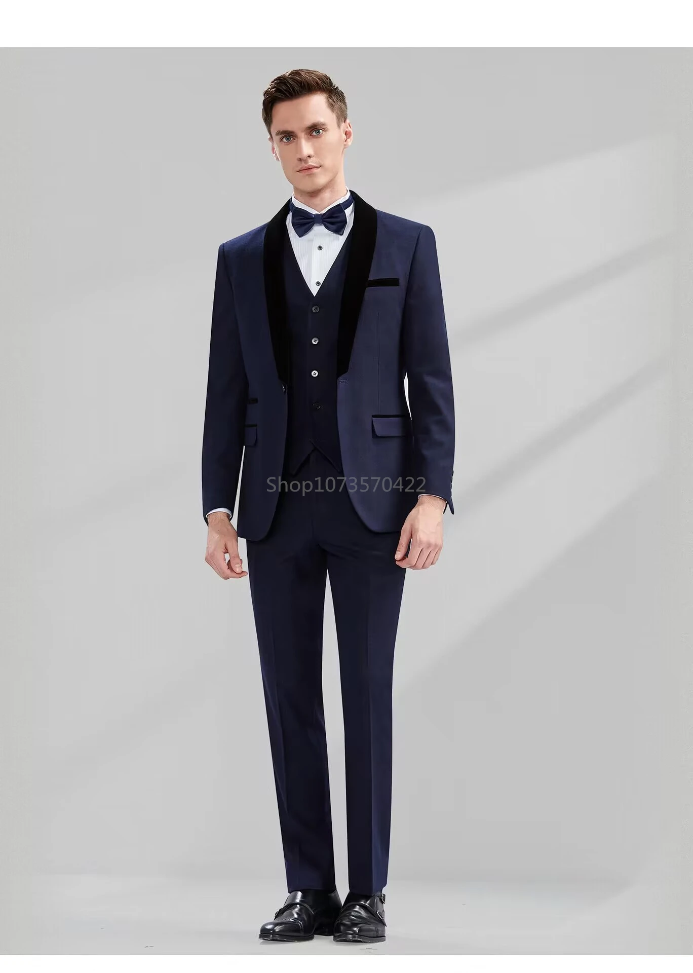 Men Wedding Suits Slim Fit Shawl Lapel One Buttons Jacket Vest Pants 3 Pieces Sets Smart Casual Groom Tuxedos for Party Prom