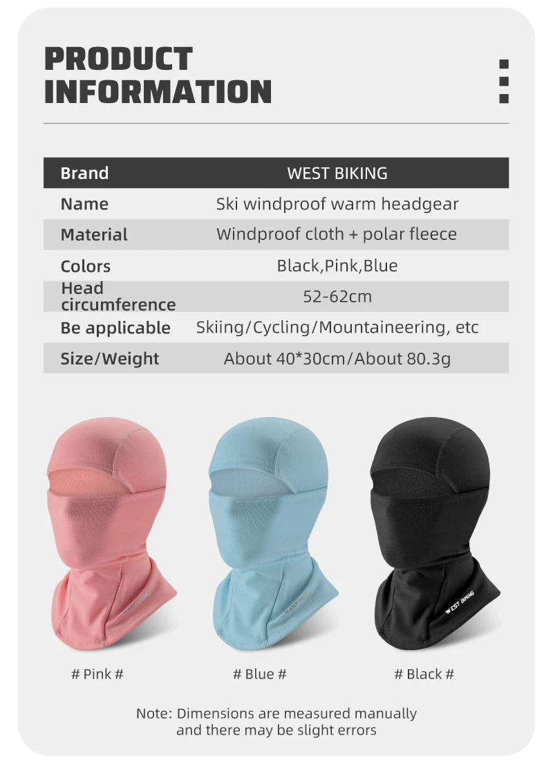 West Biking Sturmhaube Thermal Cycling Gesichts maske Kopf bedeckung Ski Fahrrad Motorrad wind dicht weich warm MTB Fahrrad Hut Kopf bedeckung – Detail 2