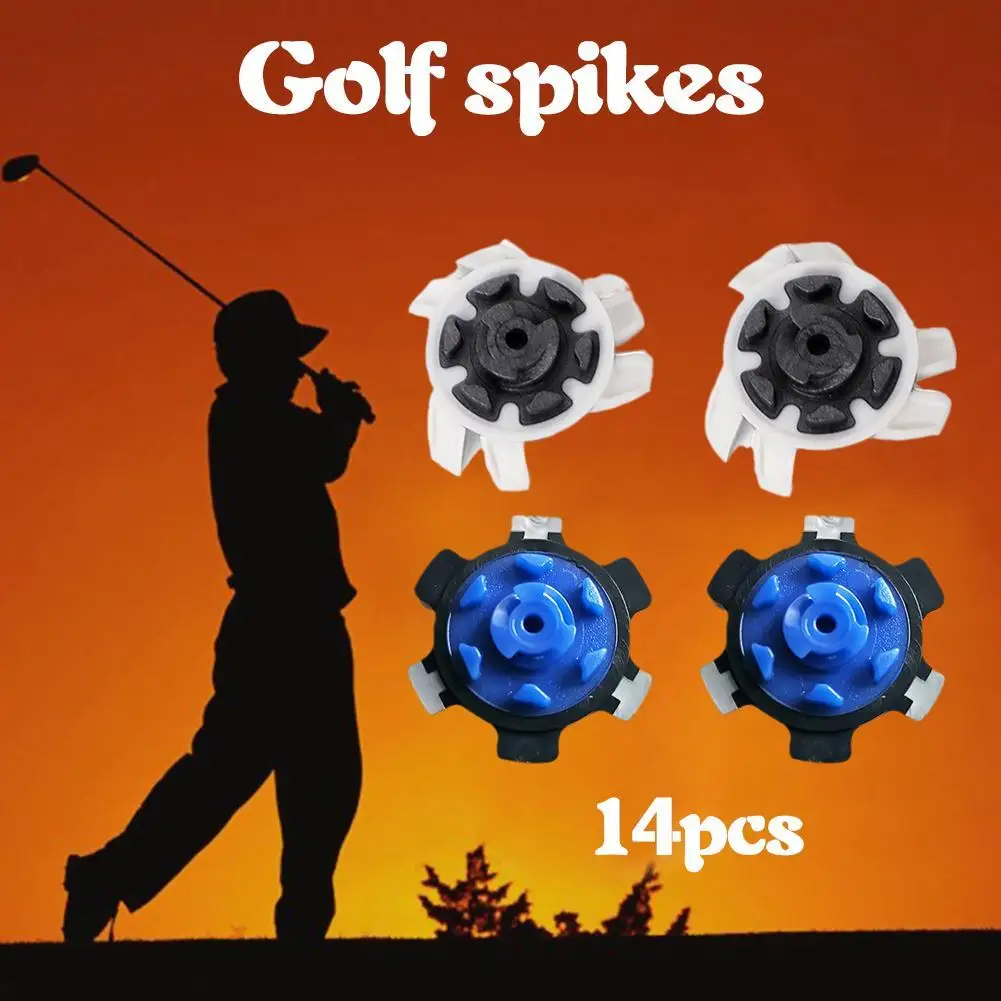 

14pcs/lots Golf Spikes Rubber Material Non-slip Turn Aids Short Golf Spike Fast Screw Training Twist Accessories F0X6