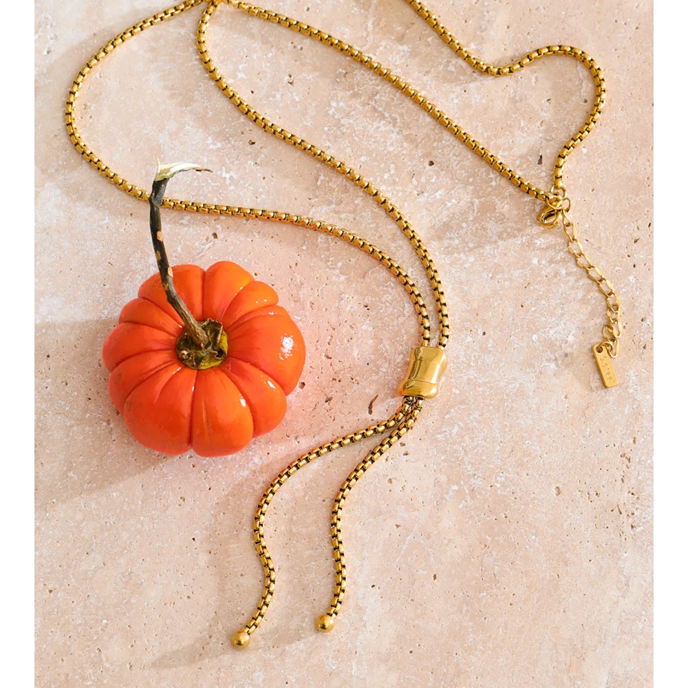Yhpup Adjustable Long Chain Drop Necklace 16K PVD Plated