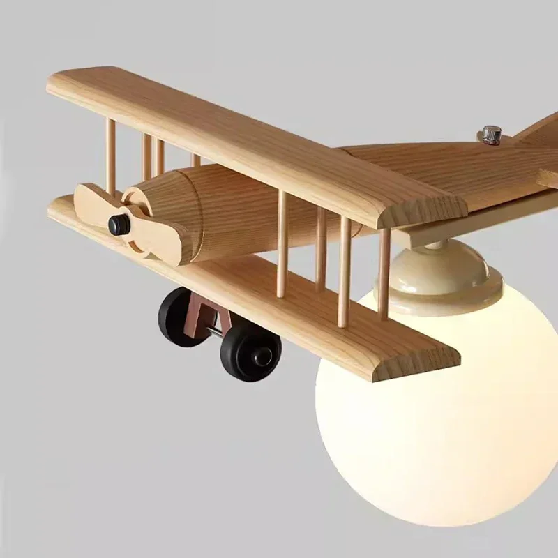 Airplane Chandelier Led Light Wooden Plane Lamp for Nursery Room Children's Bedroom Indoor Home Decor Ceiling Lights Kids Light led chandelier ceiling chandelier led pendant light