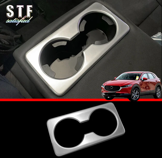 

ABS Chrome Interior Rear Cup Holder Cover Trim For Mazda Cx-30 Cx30 2020 2021 Car Accessories Stickers W4