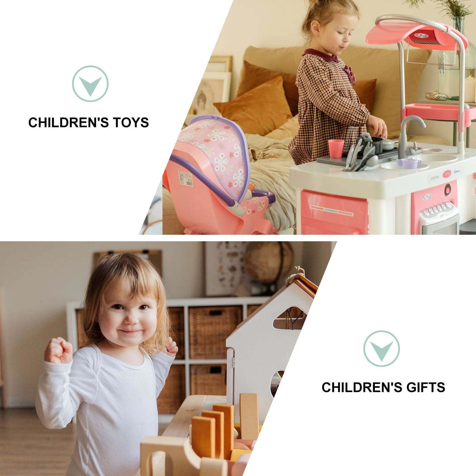7 Pcs Toy Kitchen Cleaning Mopping Set Children Toys Broom Pink Pretend Play Playthings