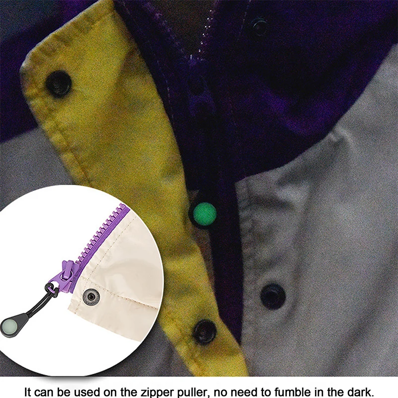 Description Picture 4 of item5Pcs Luminous Zipper Pull Rope Glow in The Dark Zipper Head Anti-lost Backpack Clothes Jackets Slider DIY Repair Kit Sewing Tool