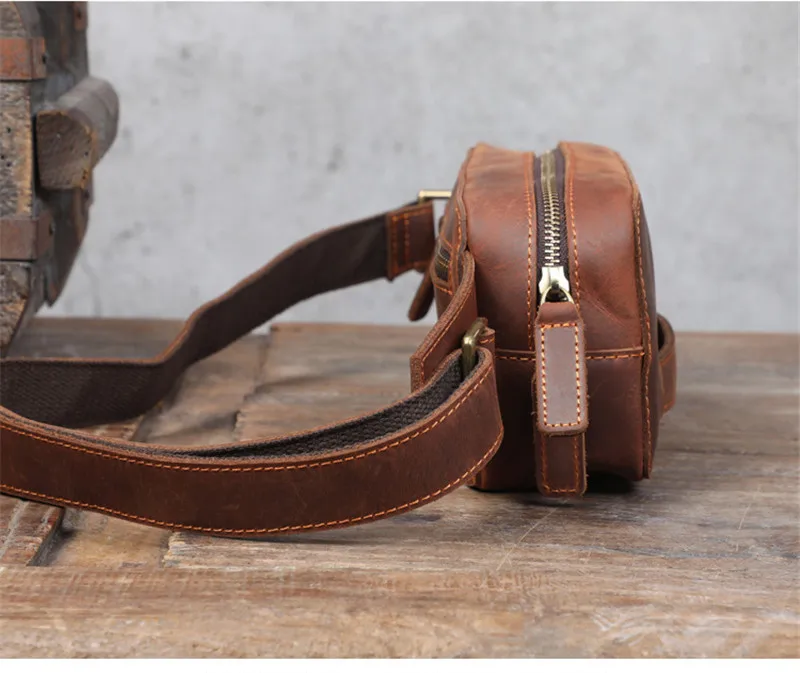 Vintage natural crazy horse cowhide men chest bag fashion high-quality genuine leather daily party small shoulder crossbody bag