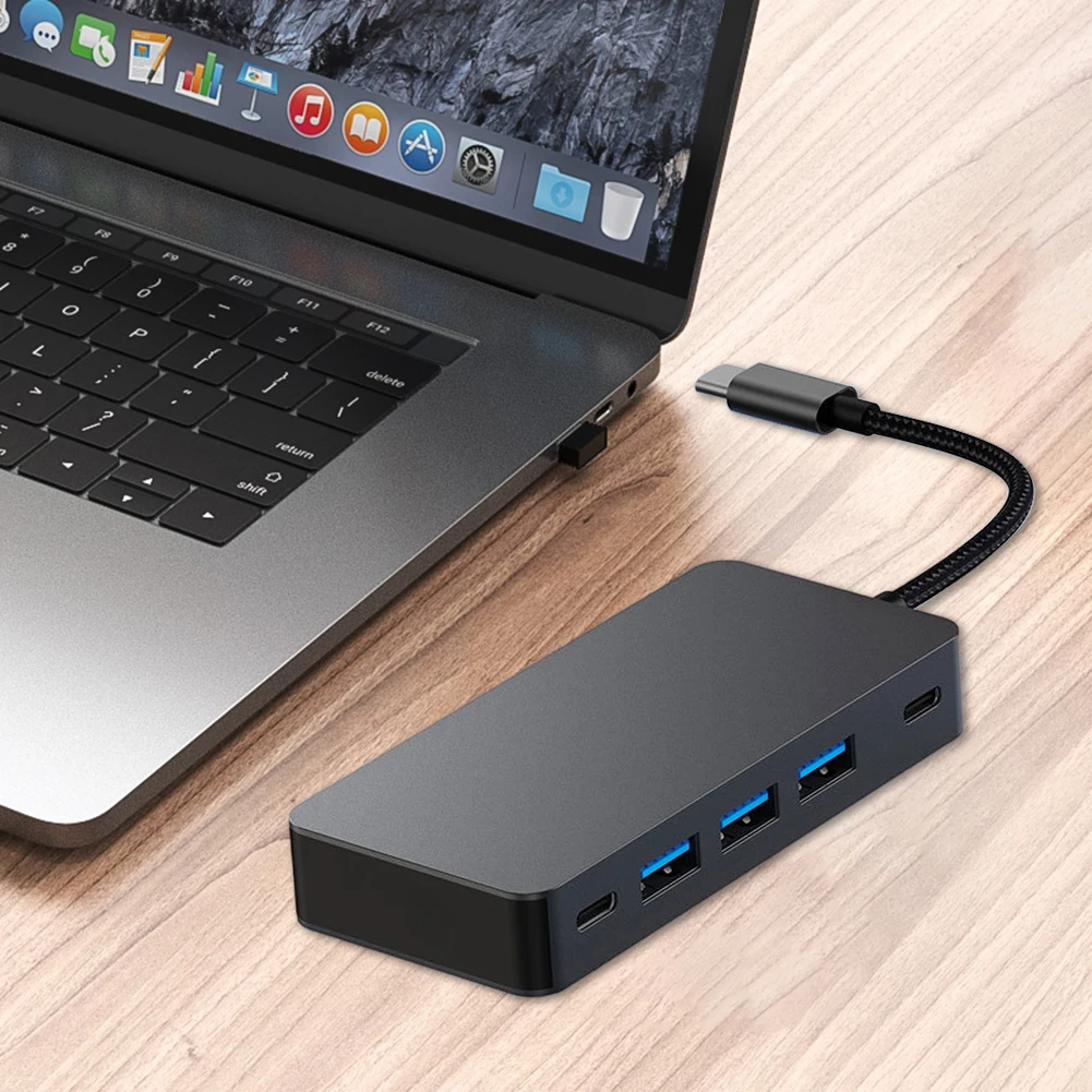 맥북 노트북용 C타입 허브 USB 도킹 스테이션, HDMI 호환 USB 3.0, C타입 USB 스플리터, 5Gbps 도킹 스테이션, 7 in 1
