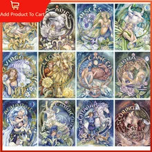 

Zodiac DIY Painting By Numbers Twelve Constellations Kit Oil Picture By Numbers Set Wall Art Canvas Painting Decor Unique Gift