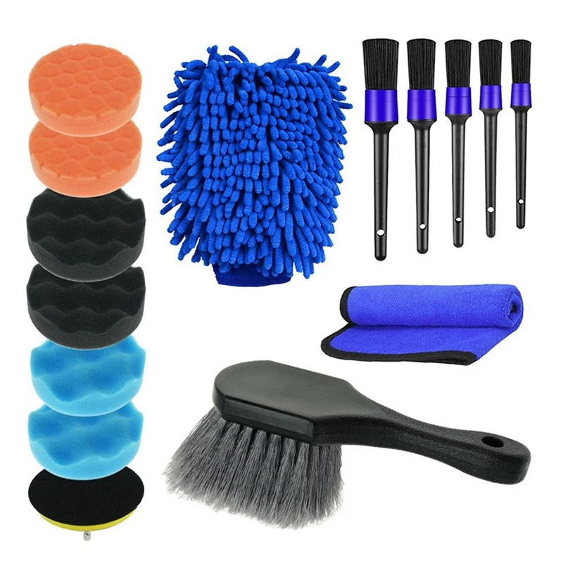 

15Pcs Car Wash Brush Car Hub Brush Space Tire Soft Hair Cleaning Brush Set Car Detailing Kit