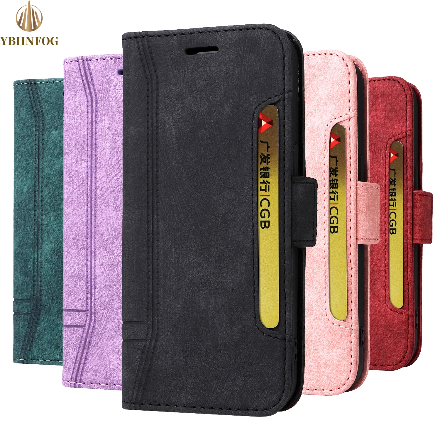 Leather Flip Phone Case with Magnetic Wallet and Stand