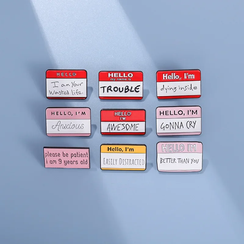 InspirationalBroochEnglishSentenceMetalBadgeWholesaleFunnyPins