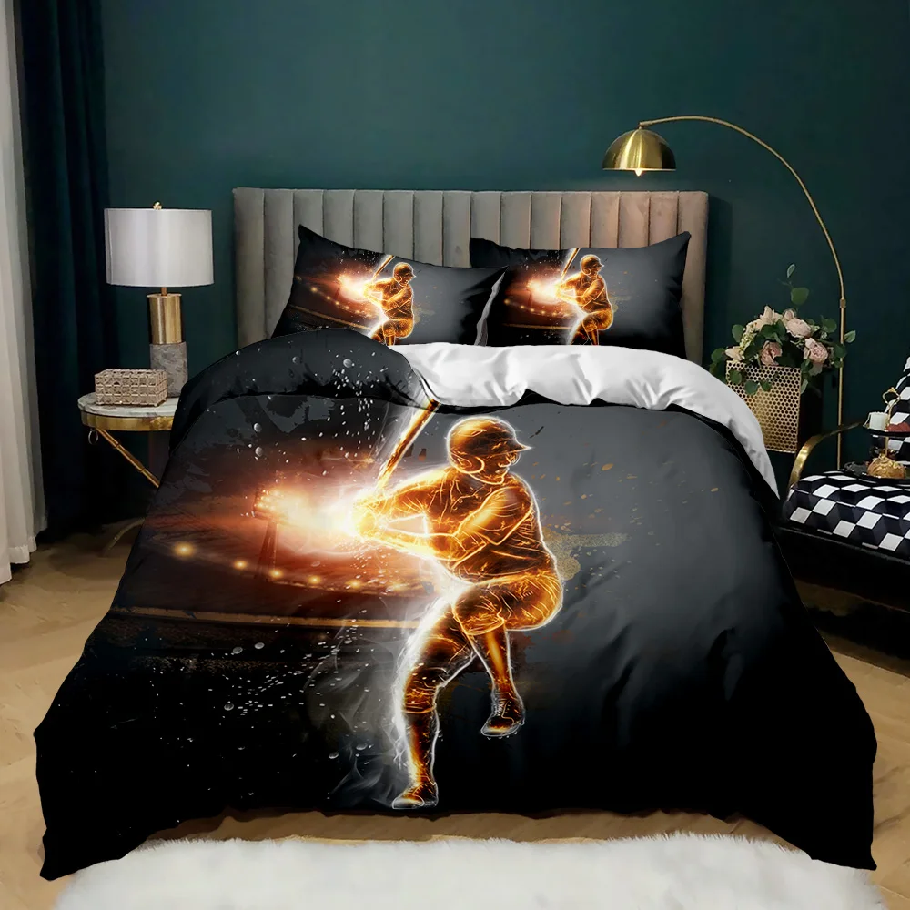 

Baseball Duvet Cover Set Twin Queen King Size Ball Comforter Cover Sports Theme Bedding Set Kids Boys Teen Polyester Quilt Cover