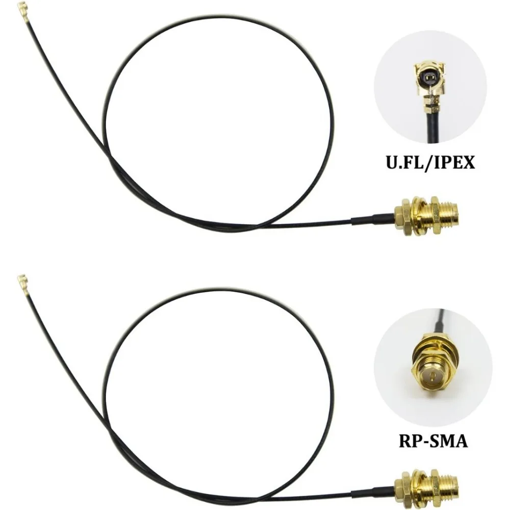 2 X 2.4GHz 6dBi Indoor Omni Directional WiFi Antenna RP SMA Male Connector + 2 X 15cm I-P-E-X-1 To RP SMA Antenna WiFi Cable