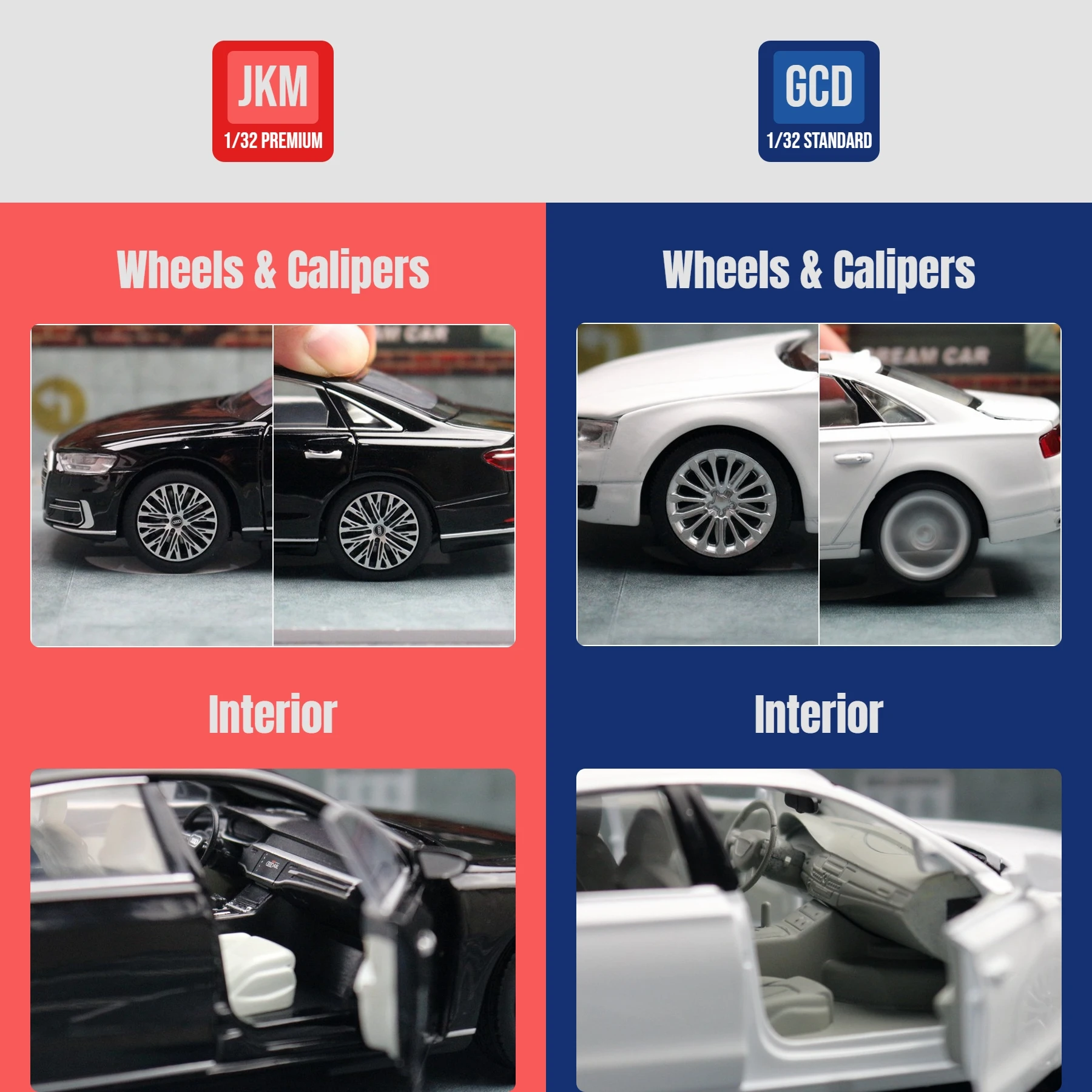 1/32 2021 Audi A8 55 TFSI Quattro Sedan Miniature Diecast Alloy Toy Car Model JKM Premium Collection Gift for Children Boy Kid 4