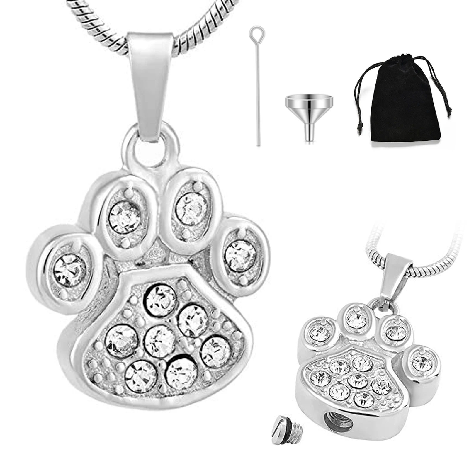 

Pet Cremation Jewelry for Ashes Pendant Paw Print Pet Heart Urn Necklace Memorial Keepsake Jewelry for Pet/Dog's/Cat's Ashes