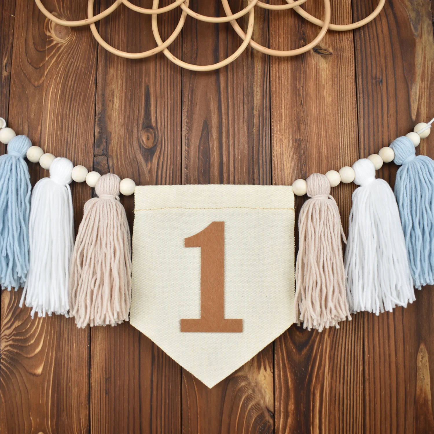 Description Picture 3 of item1pc 1st Birthday High Chair Banner Handmade Boho Yarn Tassel Banner First Birthday Party Decoration Supplies for Girls and Boys