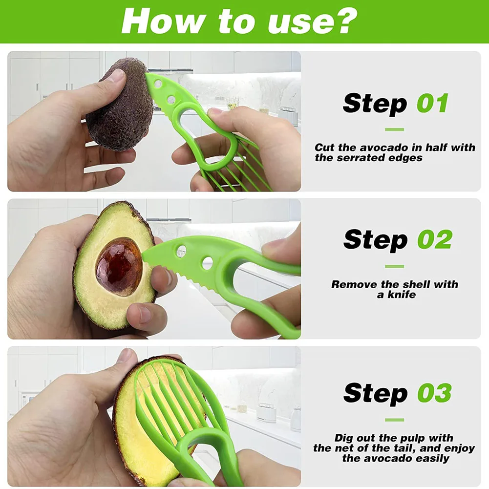Elenxs Avocado Slicer Corer Peeler Fruit Core Remover Stainless Steel  Avocado Pulp Separator Tool 