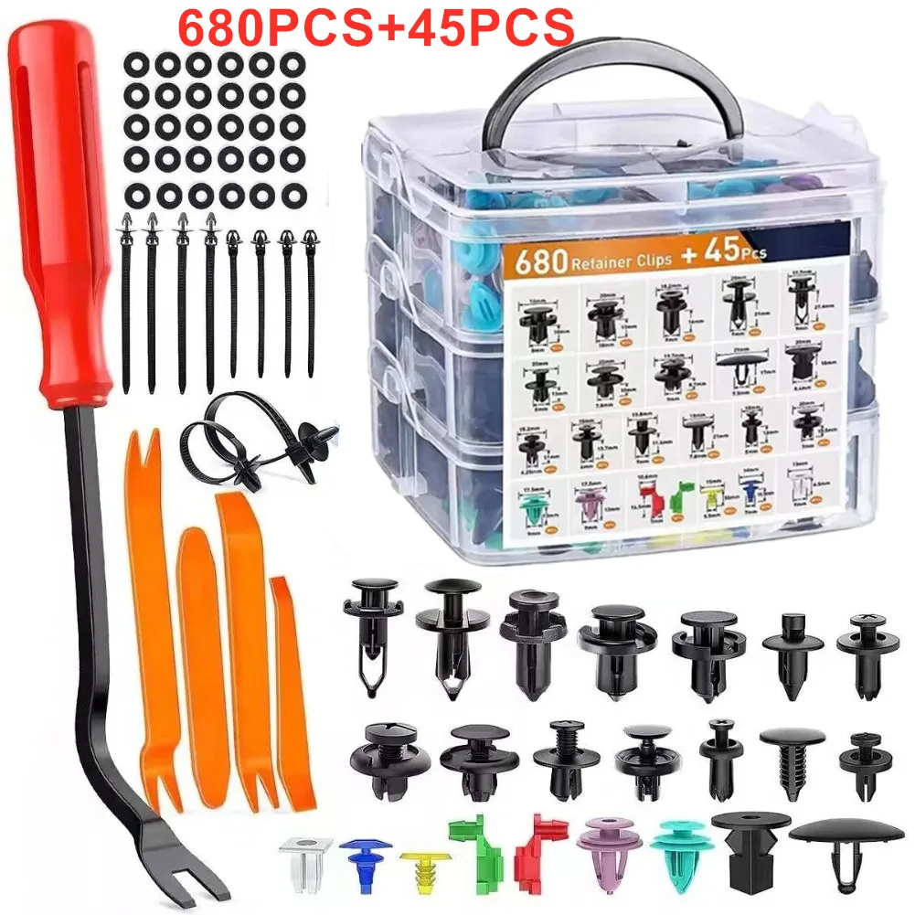 Car Fastener Clip 680Pcs-100Pcs Vehicle Retainer Bumper Clip Auto Fender Push Pin Rivet Door Trim Panel