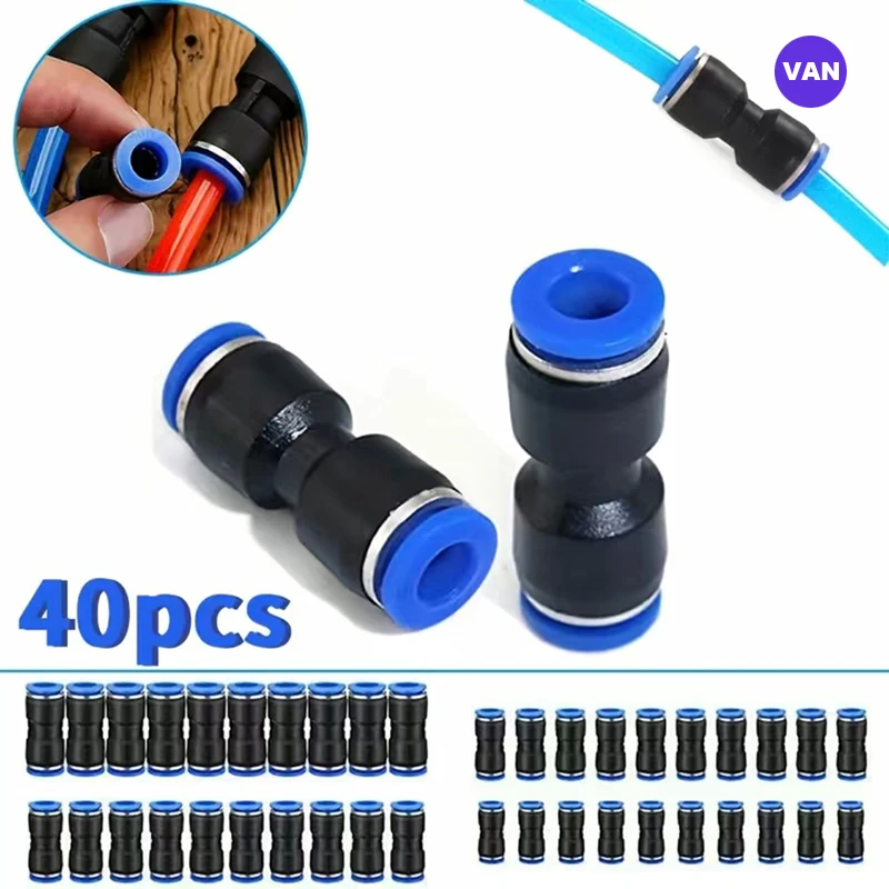 

40pcs Straight Push Connectors,Air Line Fittings Straight Push To Connect 6 8 10 12mm Quick Release Connectors Air Line Fitting