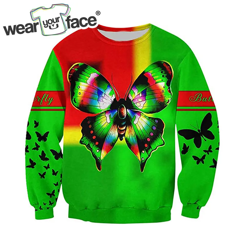 Butterfly Colors Zipper Hoodies Cardigans Sweatshirts Printed Harajuku Crewneck Outdoor Funny Sports Streetwear Mens Clothing