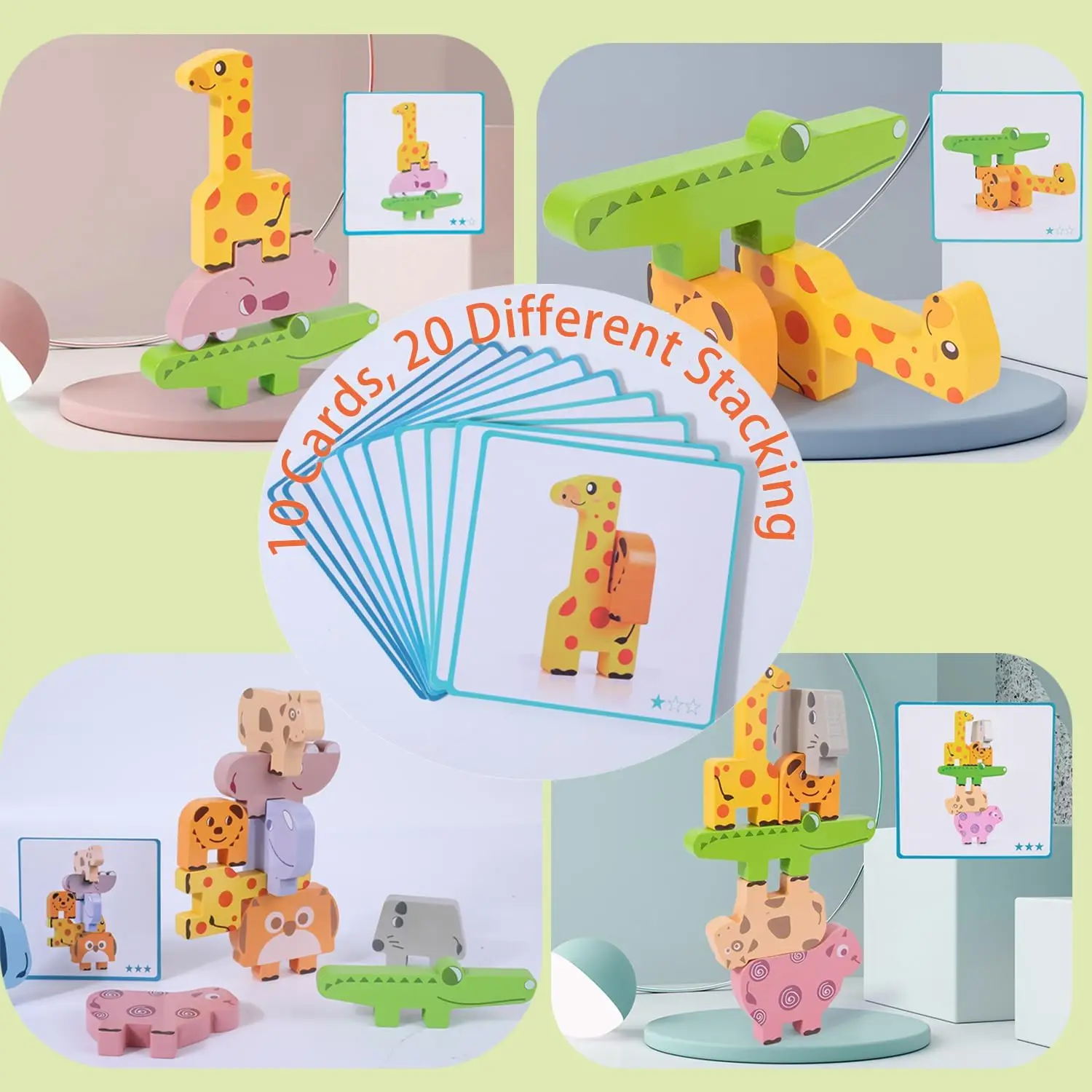 Animal Stacking High Wooden Children's Early Education Educational Parent-child Game Stacking Joy Balance Building Block Toys