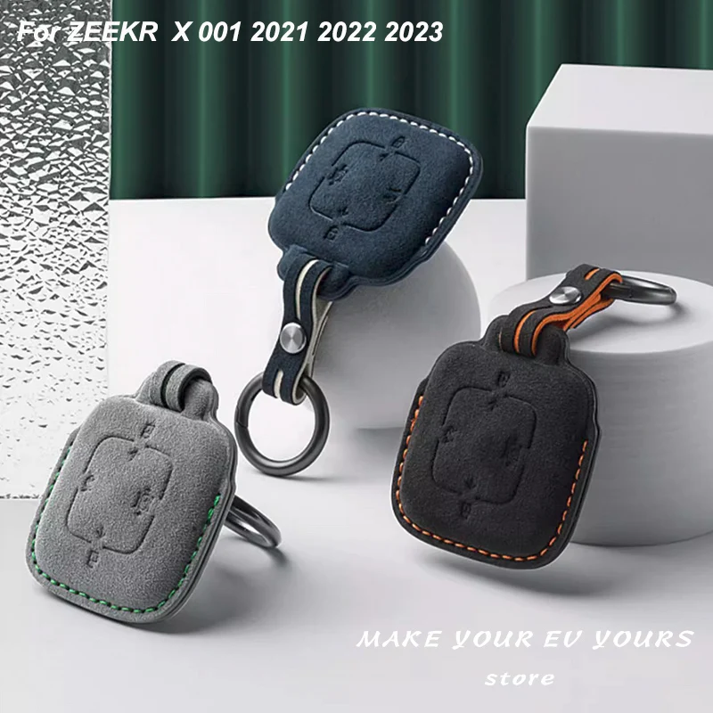 

For ZEEKR 001 X 2021 2022 2023 Car Alcantara Suede Key Fob Shell Case Cover Remote Key Chains Accessories