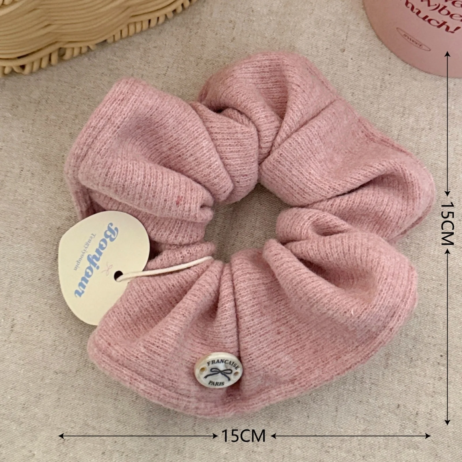 Knitted Scrunchies Set, Autumn Winter Soft Warm Hair Ties, Pink Blue Brown Hair Accessories For Women, French Style