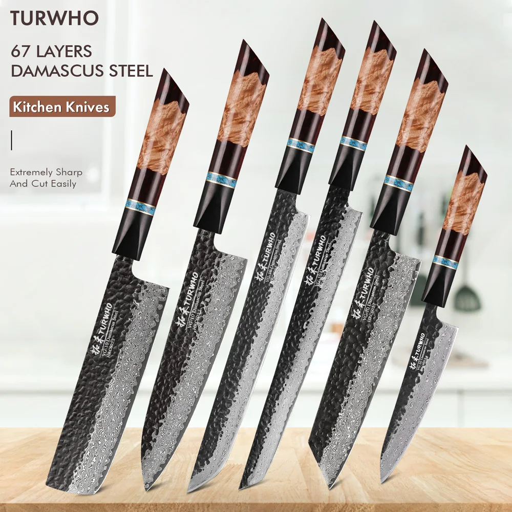 Japanisch Küchenmesser VG10 Damaskus Stahl Kochmesser Santoku Chef Hackmesser EB